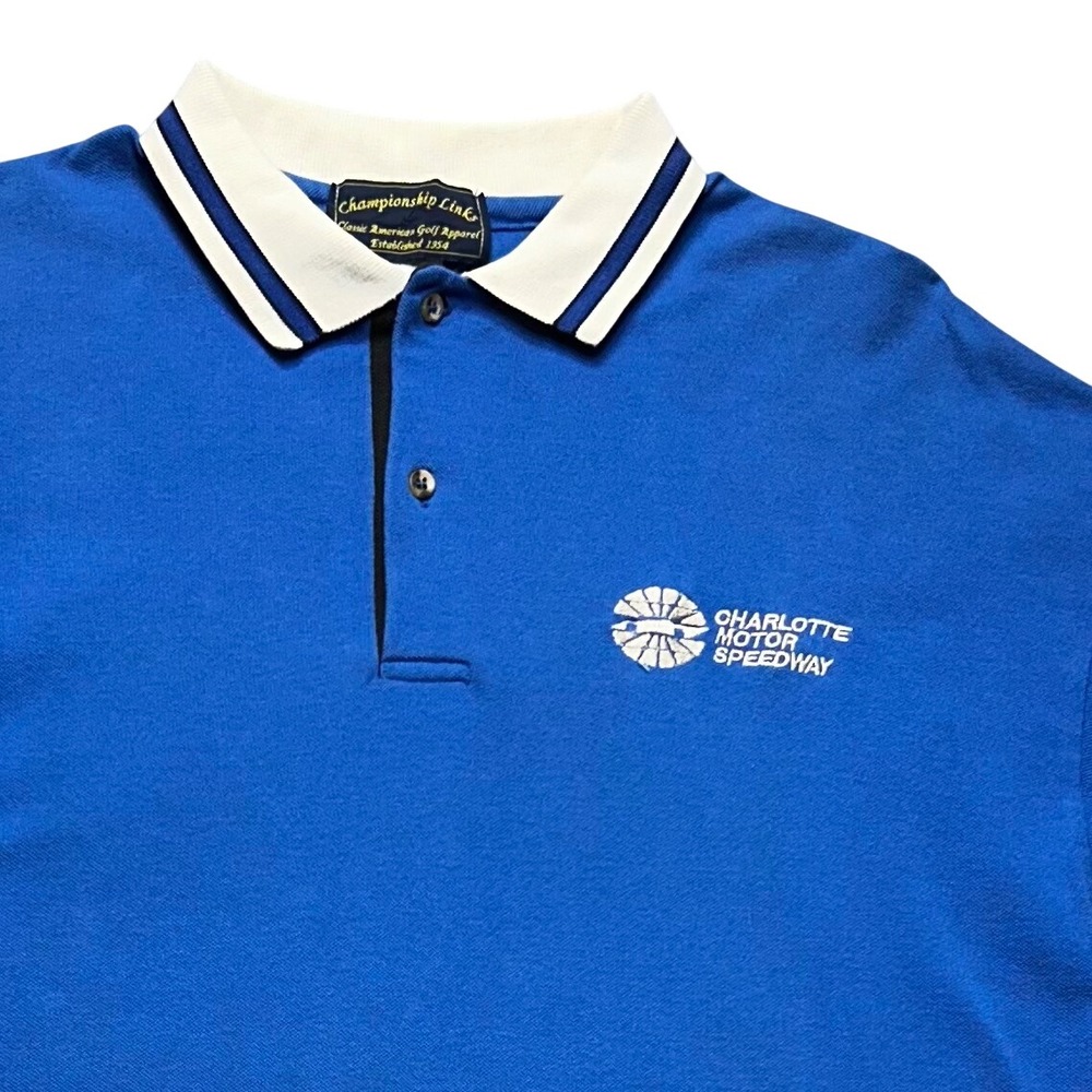 Championship Links Polo Charlotte Motor Speedway Mens XL Blue Vintage 90s Racing